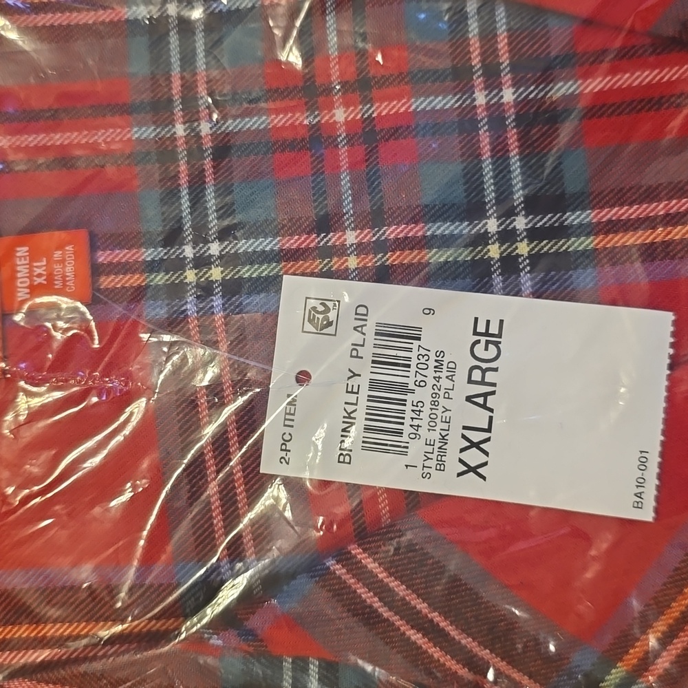 Holiday Lane Women's Pajama Set XXL Brinkley Plaid Notch Collar NWT - Picture 3 of 7